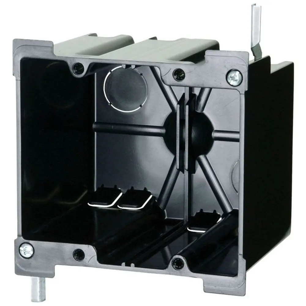 2-Gang Electrical Box w/ Ears & Wing Bracket, Black, 40 Cu. In.