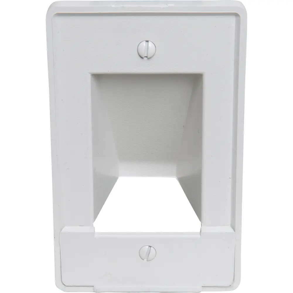 Single-Gang 2-Piece Reversible Low-Voltage Cable Entrance Plate, White