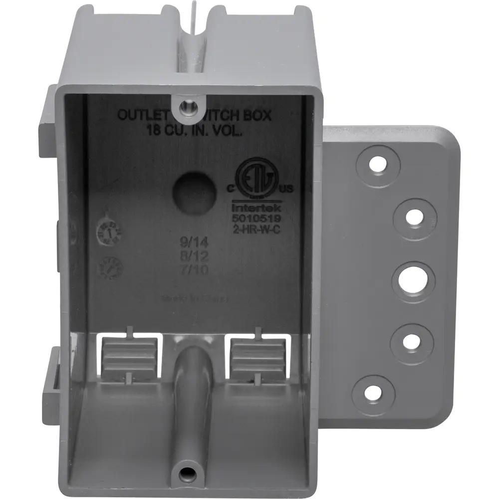 Single-Gang Plastic Switch Box w/ B Bracket, 18 Cu. In.