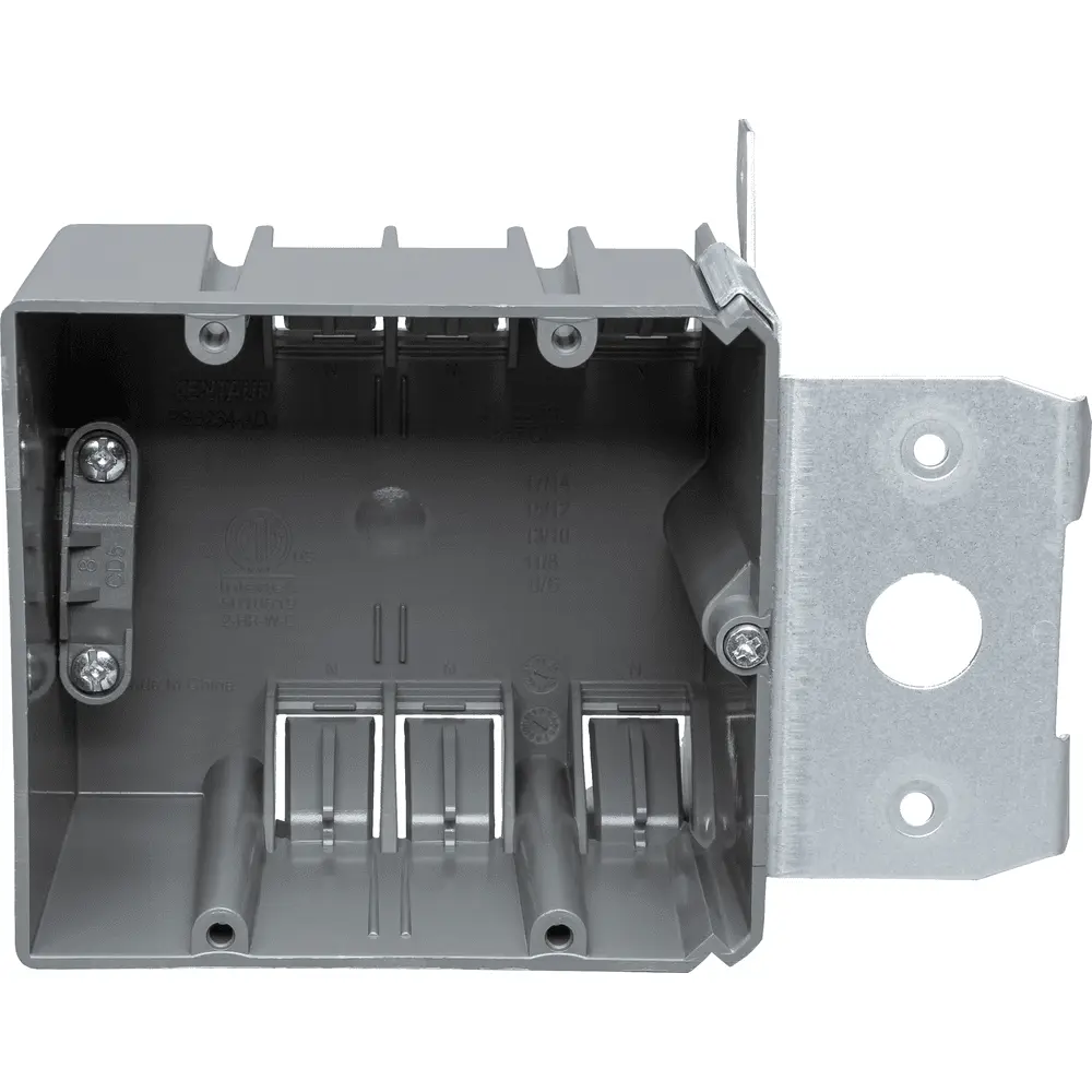 2-Gang Plastic Switch Box, Adjustable Steel Bracket, 34 Cu. In.