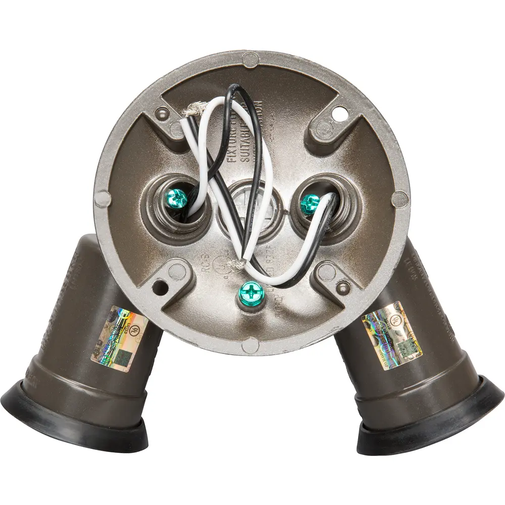 120V, Aluminum Weatherproof Double Flood Lamp Holder w/ Cover