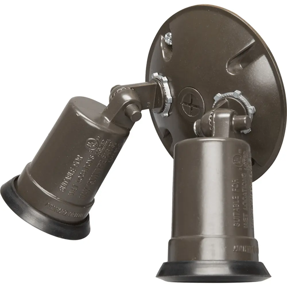 120V, Aluminum Weatherproof Double Flood Lamp Holder w/ Cover