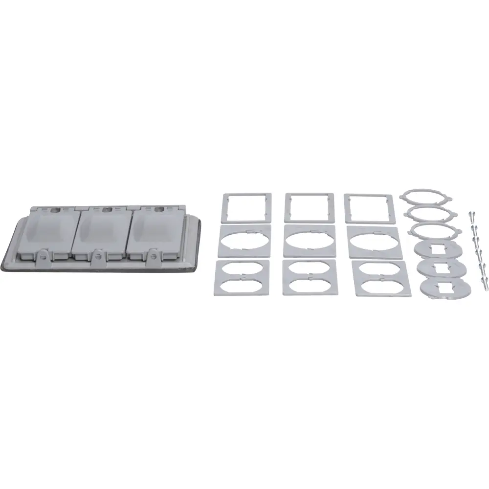 3-Gang 125-in-1 Weatherproof Multiuse Cover, Die-Cast Aluminum, Gray