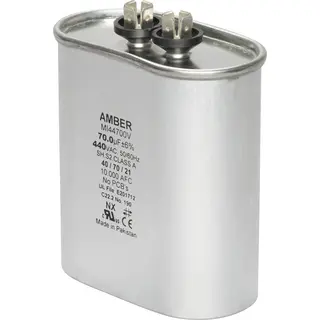 Motor Run Capacitor, 440 VAC, Oval, 70µF