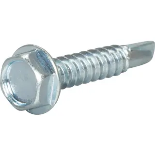 #8 X 1/2" Hex Washer Head Self-Drilling Tek Screws - Zinc Plated Steel, Box Of 100 For Sheet Metal