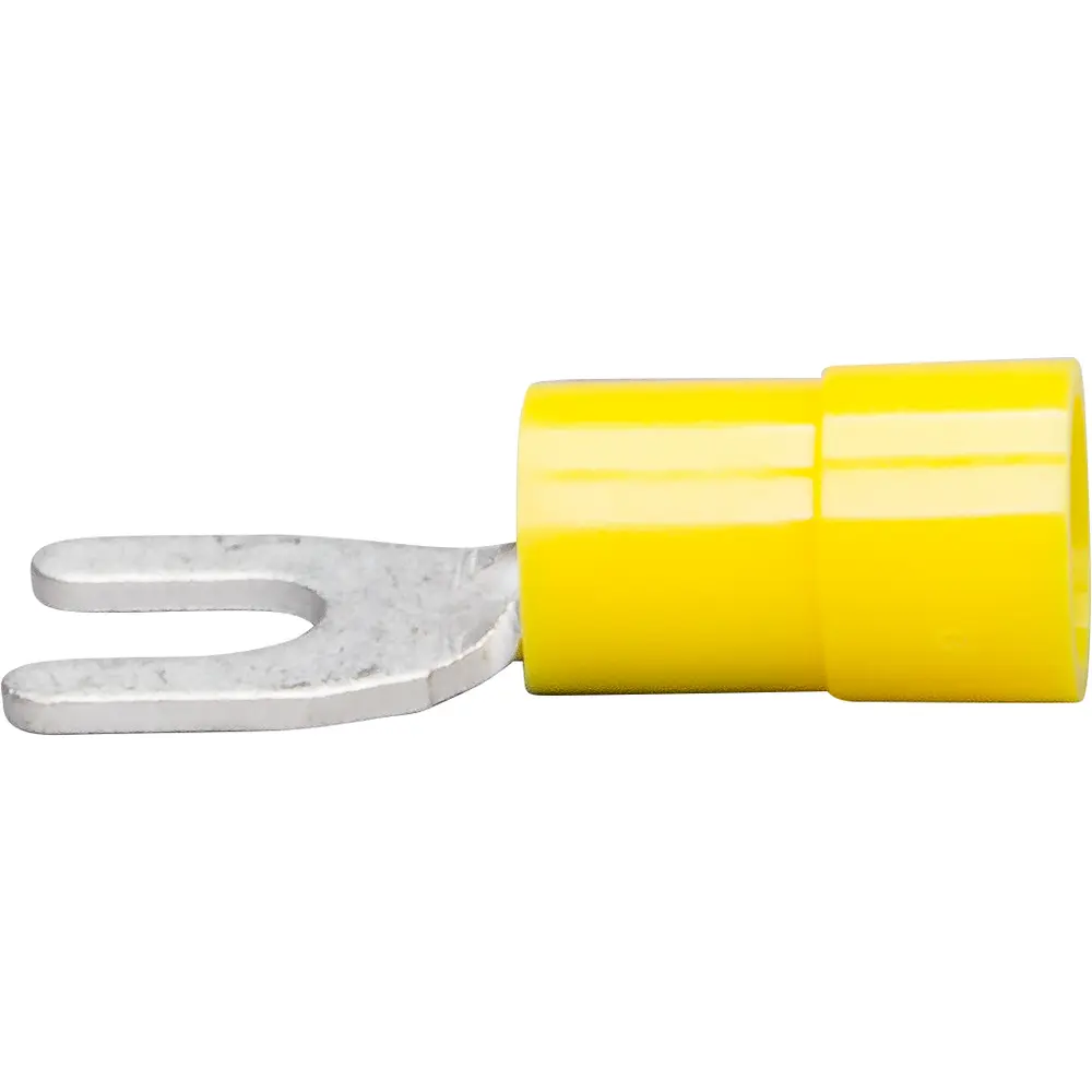 200 Pack 12-10 Gauge Vinyl Spade Fork Crimp Terminals - #8 Stud, Tin Copper Core, UL Listed