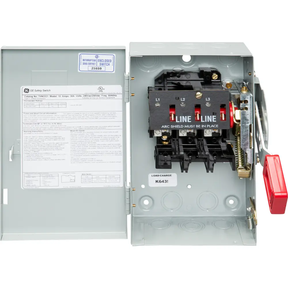 30 A 240 VAC 3-Pole Safety Switch, Non-Fusible NEMA 1 Heavy Duty