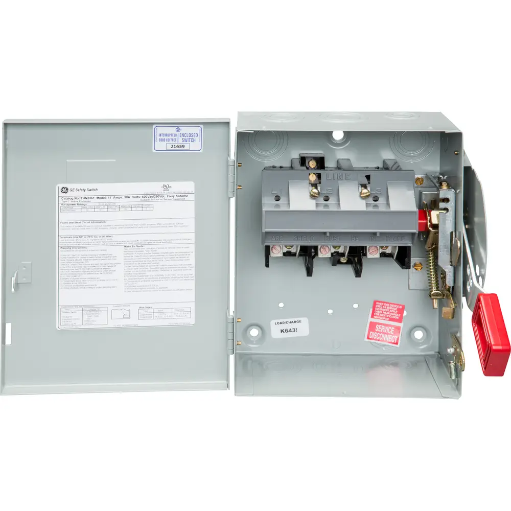 30 A 600 VAC 3-Pole Safety Switch, Non-Fusible NEMA 1 Heavy Duty