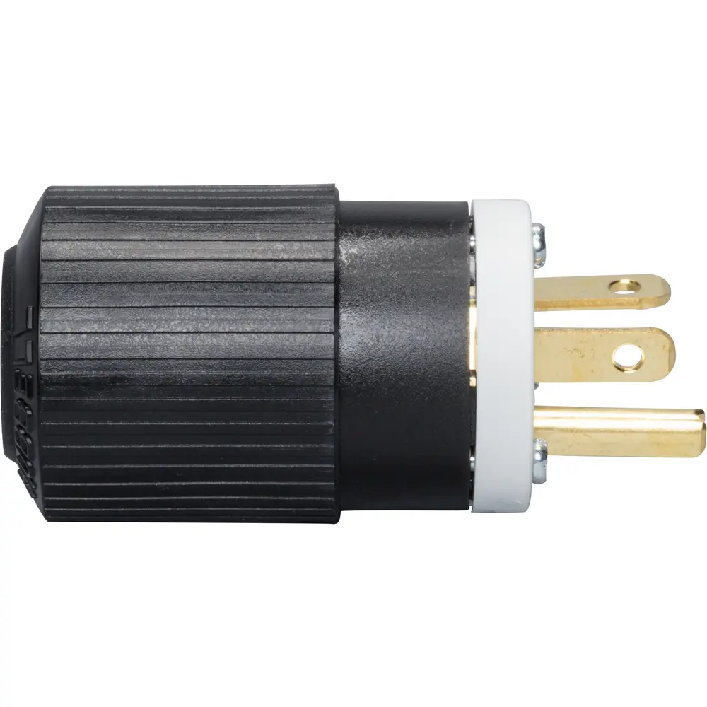 20A Straight Blade Plug, 2-Pole, 3-Wire, 125 VAC, Black & White
