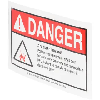 IDEAL 44-895 4 x 6 Arc Flash Labels, DANGER, Adhesive - City Electric  Supply