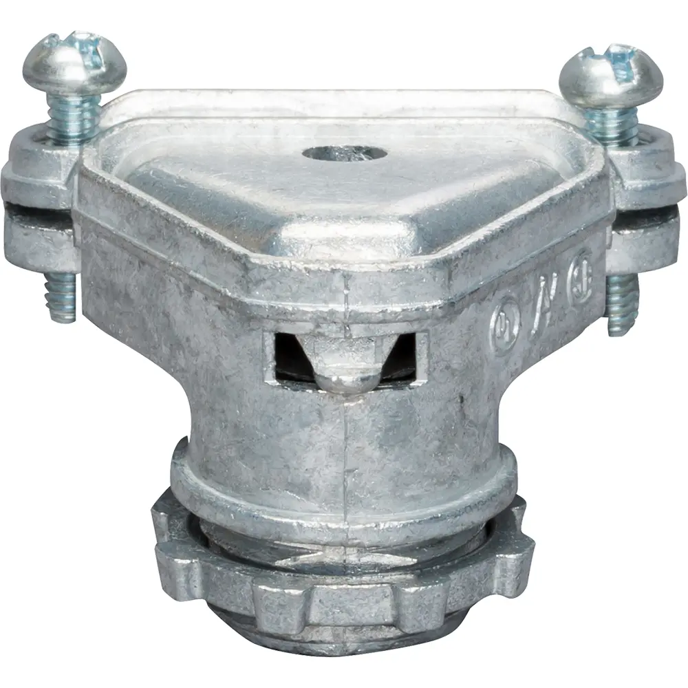 エルフ・モール Flex Connector, Duplex, 3/8 In., 90°, Die-Cast Zinc, Gray w/ Locknut