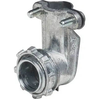Flex Connector, 2-Screw, 3/8 In., 90°, Die-Cast Zinc, Gray