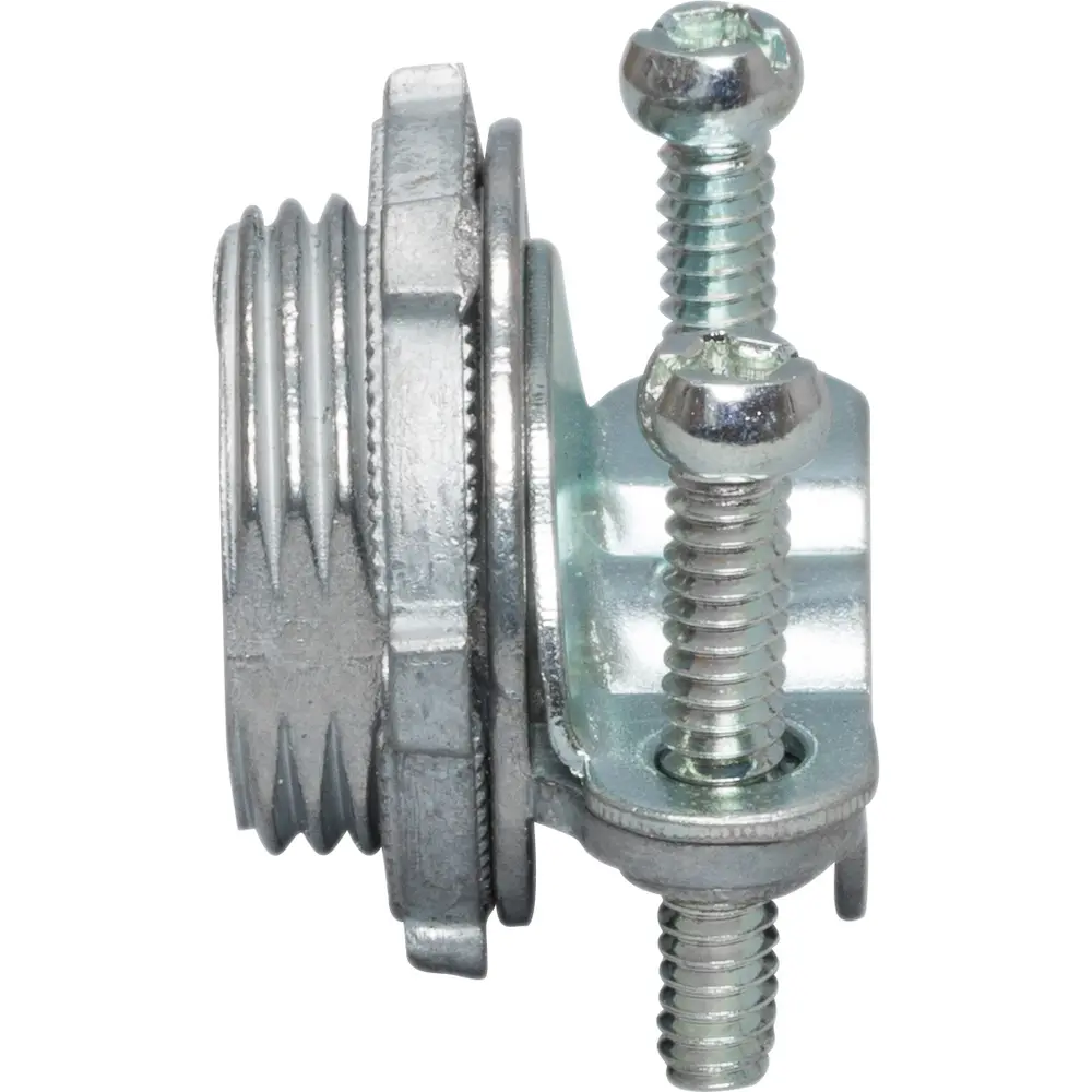 NM-B Connector, 3/4 In., 2-Screw, Round, Die-Cast Zinc, Gray
