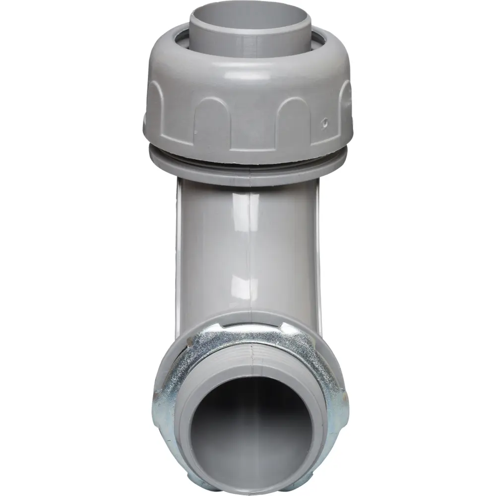 Liquidtight Connector, 1-1/4 In., 90°, Plastic, Gray, 2-Piece