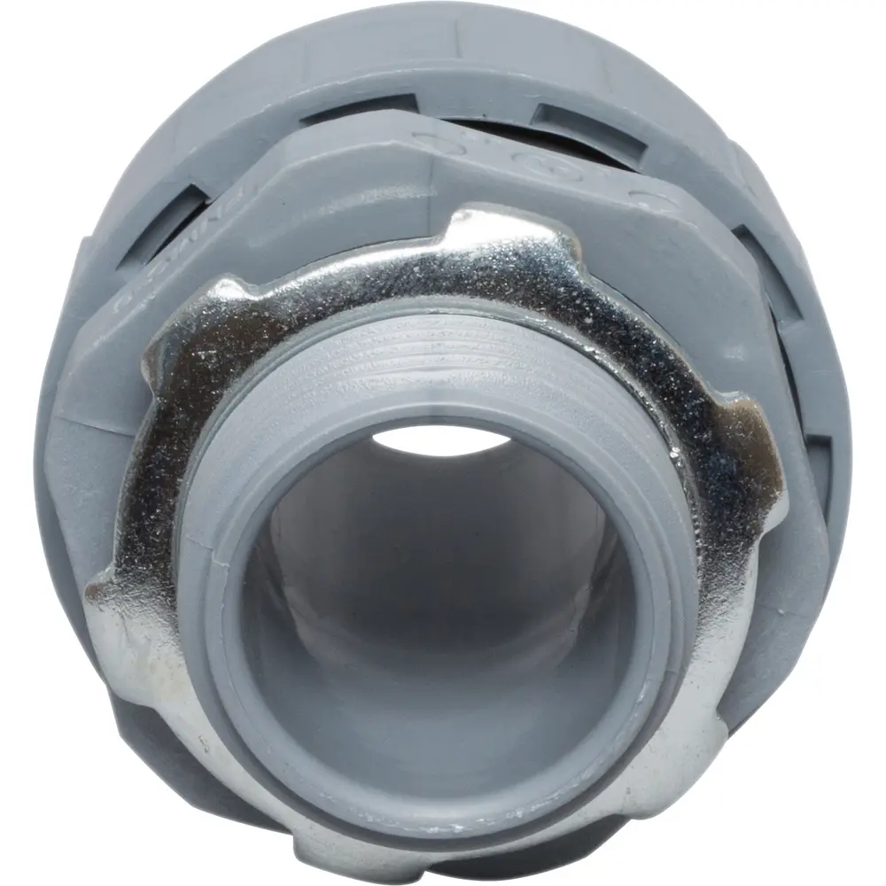 Liquidtight Connector, 3/4 In., Straight, Plastic, Gray, 2-Piece
