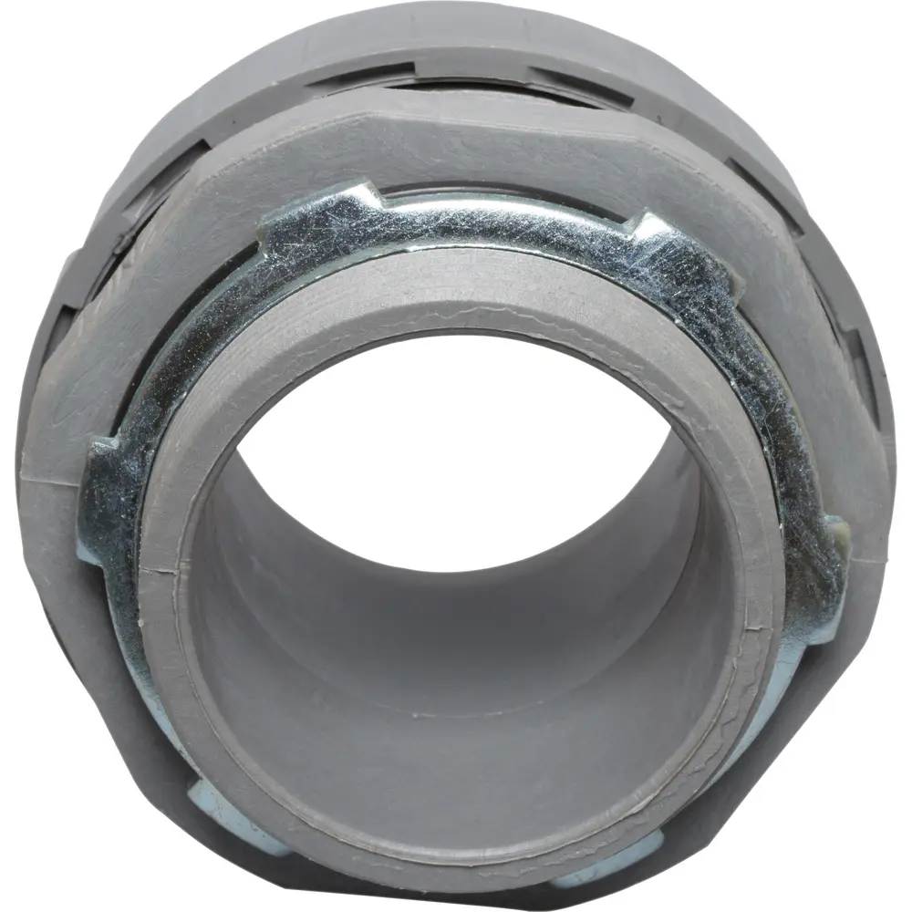 Liquidtight Connector, 2 In., Straight, Plastic, Gray, 2-Piece