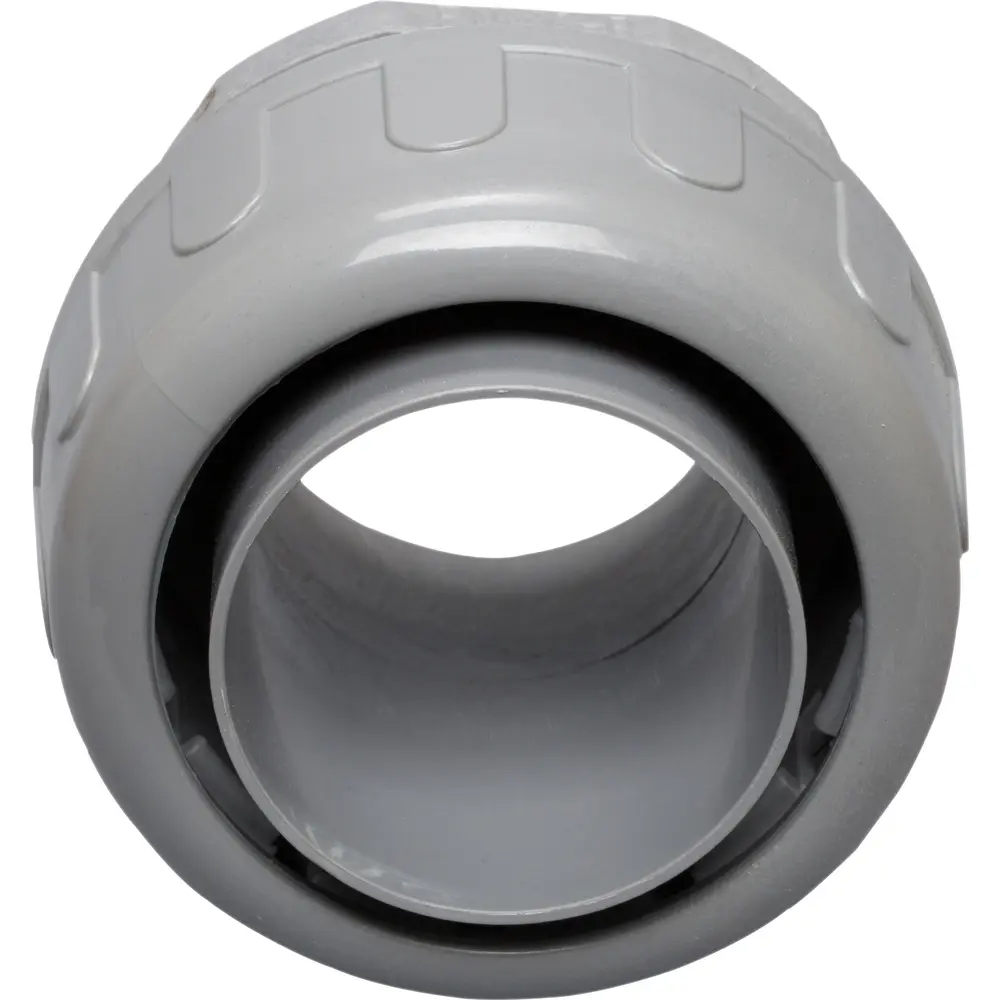 Liquidtight Connector, 2 In., Straight, Plastic, Gray, 2-Piece