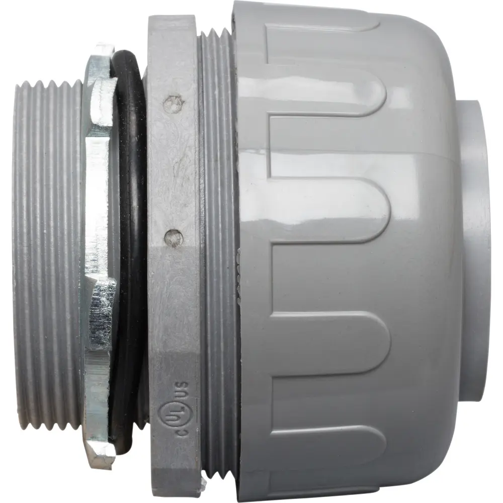 Liquidtight Connector, 2 In., Straight, Plastic, Gray, 2-Piece