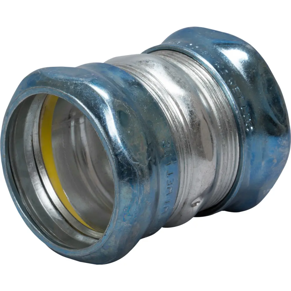 Compression Coupling, EMT, 1-1/2 In., Steel, Gray, Raintight