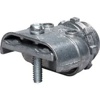 Flex Connector, 3/8 In., AC/MC, Duplex, Set Screw, Steel, Gray
