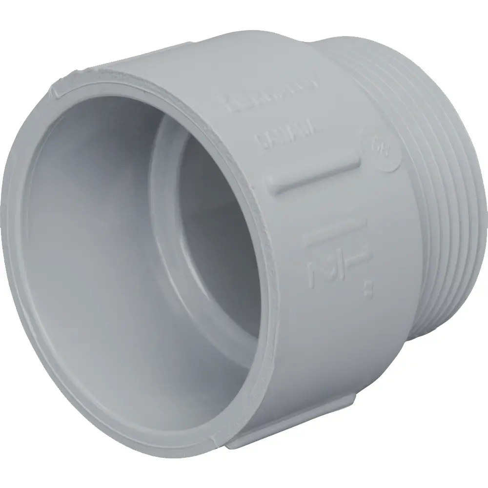 Terminal Adapter, 1-1/2 In., PVC, Gray, Threaded, Schedule 40