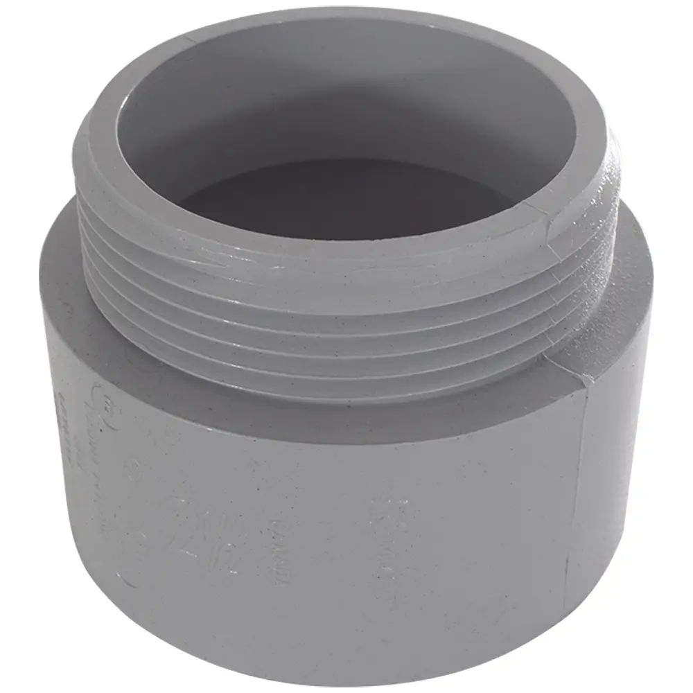 Terminal Adapter, 2-1/2 In., PVC, Gray, Threaded, Schedule 40