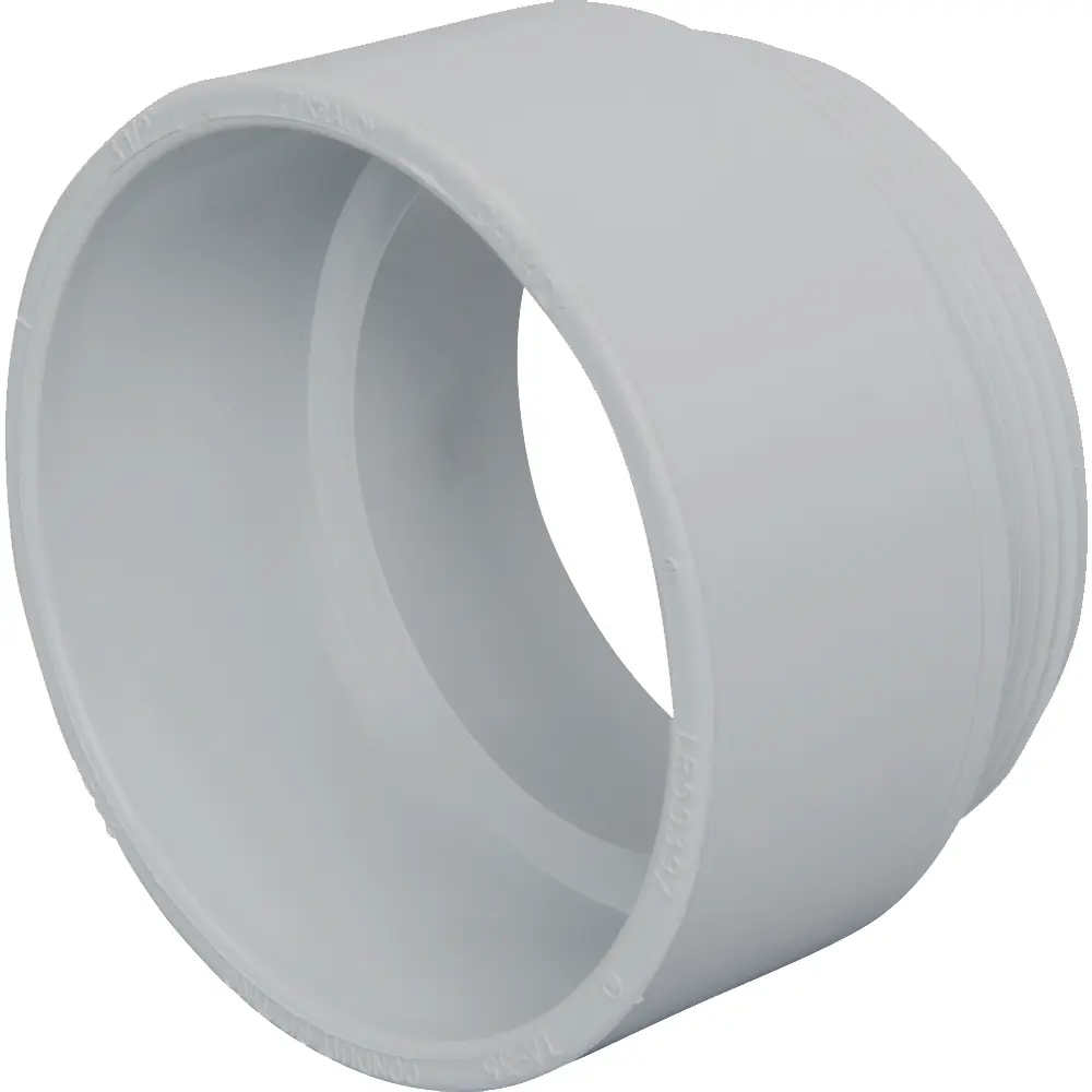 Terminal Adapter, 3-1/2 In., PVC, Gray, Threaded, Schedule 40