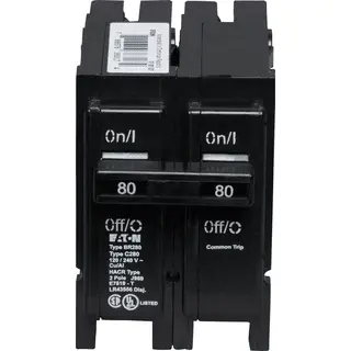 Circuit Breaker, 80A, 120/240V, 10kA, 2-Pole, Standard, BR, Plug-In