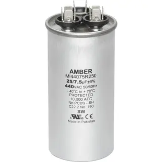 Motor Run Capacitor, 440 VAC, Round, 25+7.5µF
