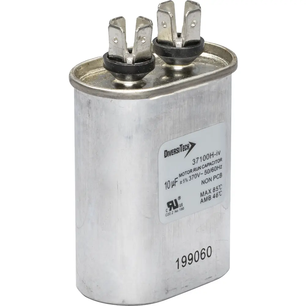 Motor Run Capacitor, 370 VAC, Oval, 10µF