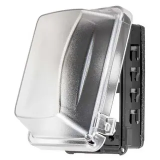 Cooper S3966 Horizontal Weatherproof 1-Gang Decorator Outlet Cover – Grey, Non-Metallic, GFCI Compatible