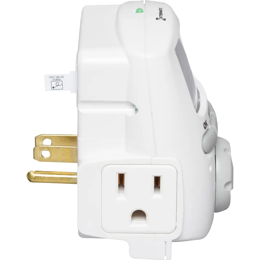 Plug-In Timer, Electronic, 7-Day, 120 VAC, 60 Hz, NEMA 5-15, White