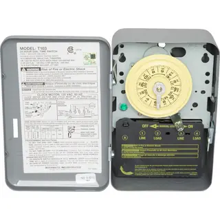 24-Hour Mechanical Time Switch, 120 VAC, 60Hz, DPST, 1 Hour Interval