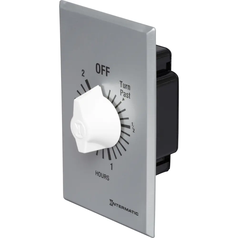 In-Wall Timer, Mechanical, Countdown, 125-277 VAC, SPST, 2-Hour, Silver