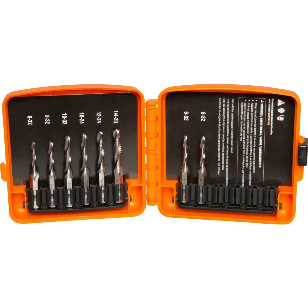 Drill/Tap Tool Kit, Steel, 8 Piece, w/ Carrying Case