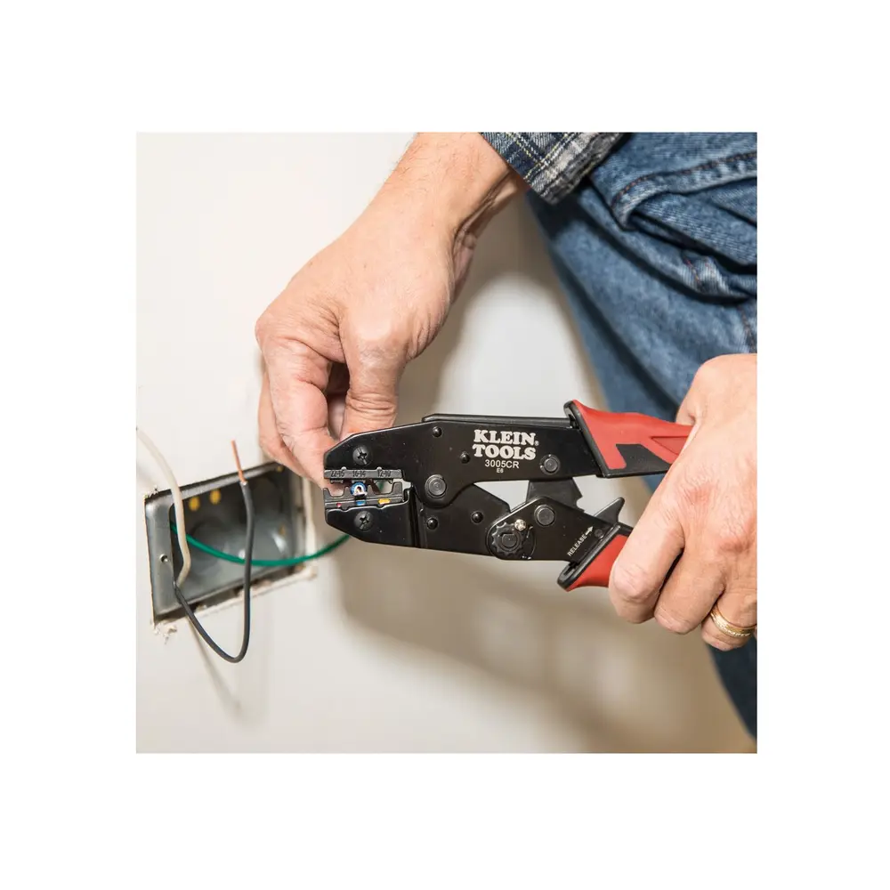 Crimping Tool, 22-10 AWG, Ratcheting, Insulated, Steel Blade