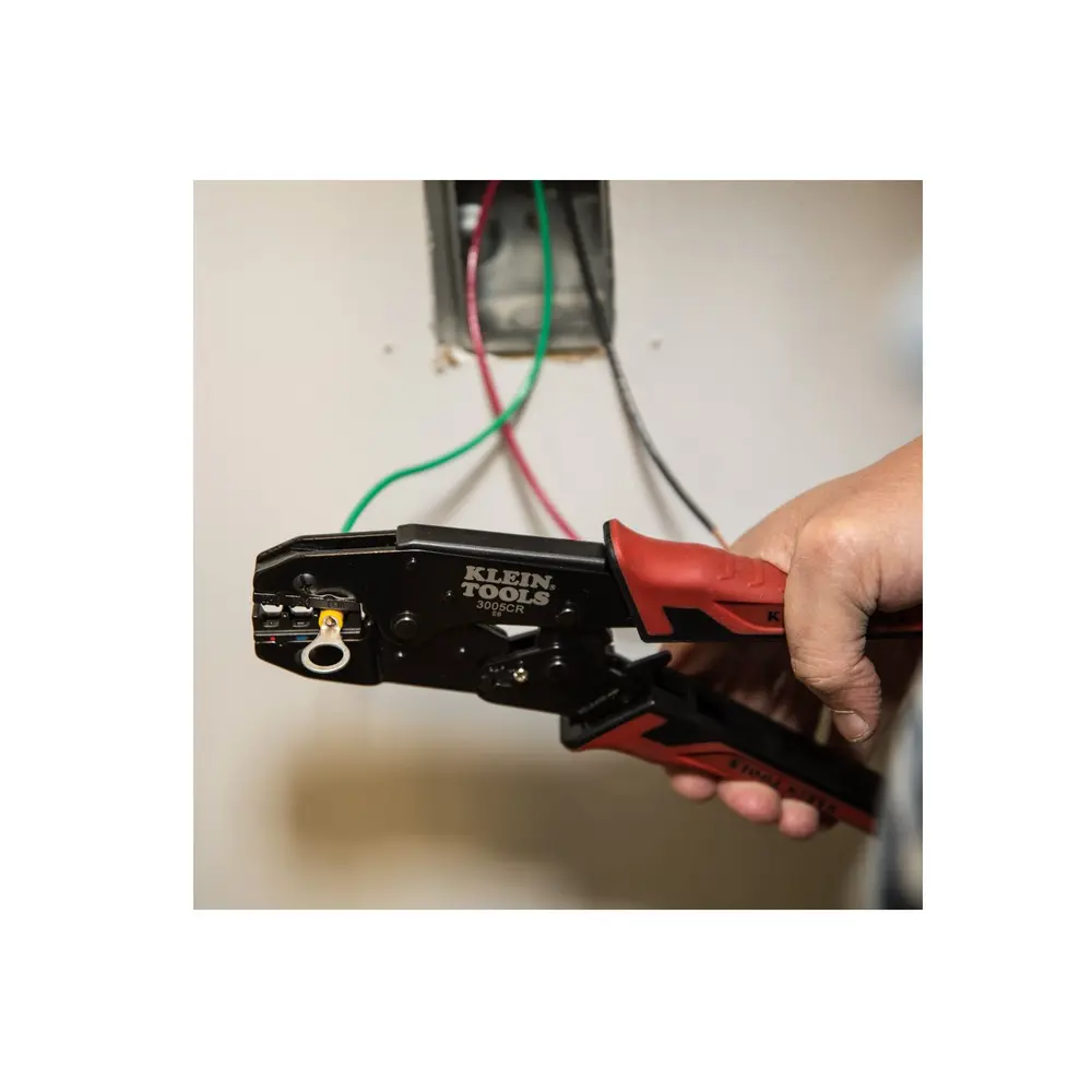 Crimping Tool, 22-10 AWG, Ratcheting, Insulated, Steel Blade