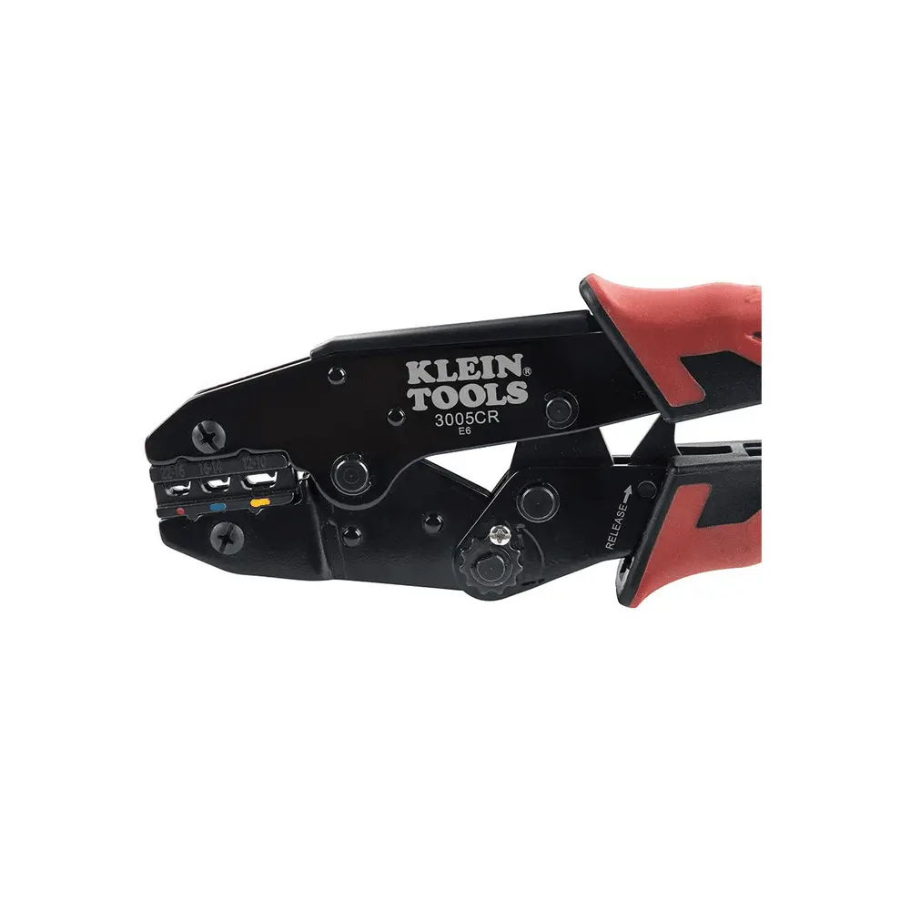 Crimping Tool, 22-10 AWG, Ratcheting, Insulated, Steel Blade