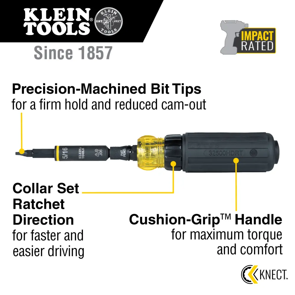 KNECT™ 11-in-1 Ratcheting Impact Rated Screwdriver/Nut Driver