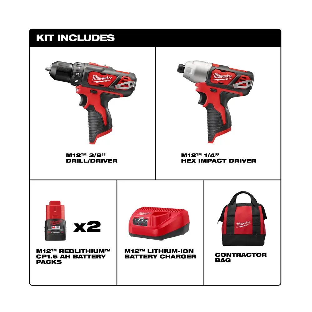 Multi-Tool Kit, 2-Tool, Drill/Impact Set, M12 FUEL REDLITHIUM, w/ Bag