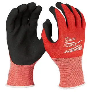 Gloves, Large, Black/Red, Nitrile-Dipped, Cut Level 1
