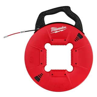 Fish Tape, 200', Flexible Metal Leader, Manual, Polyester, Red