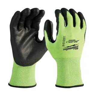Gloves, Large, High Visibility, Polyurethane-Dipped, Cut Level 3
