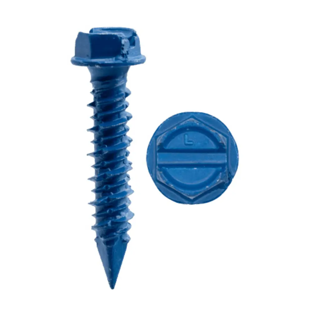 100x Platonix Betonschraube 1/4" X 2-1/4" – Sechskant-Scheibenkopf, Blau, Für Mauerwerk!