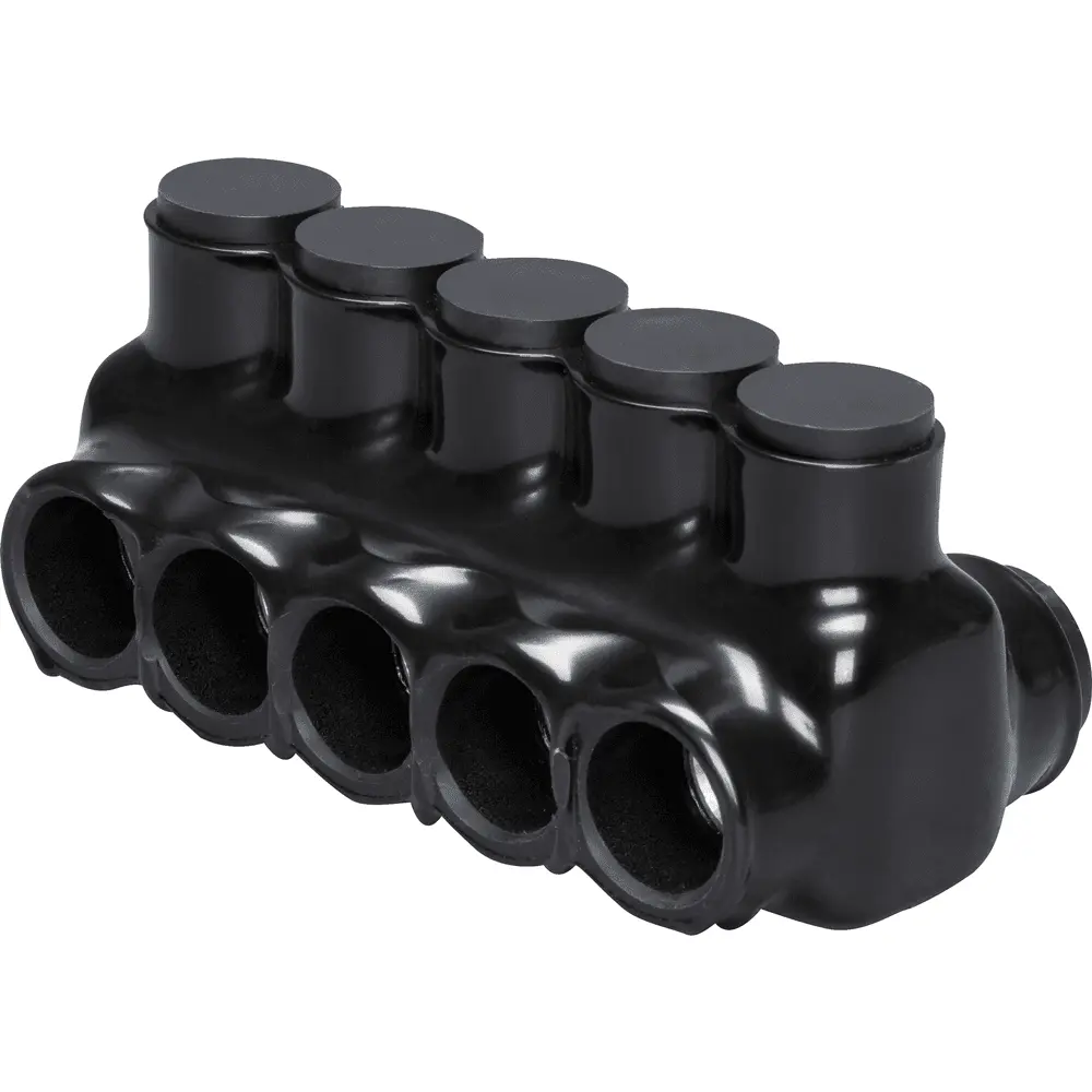 Polaris 5-Port Black Multi-Tap Pre-Insulated Connector, 6 AWG to