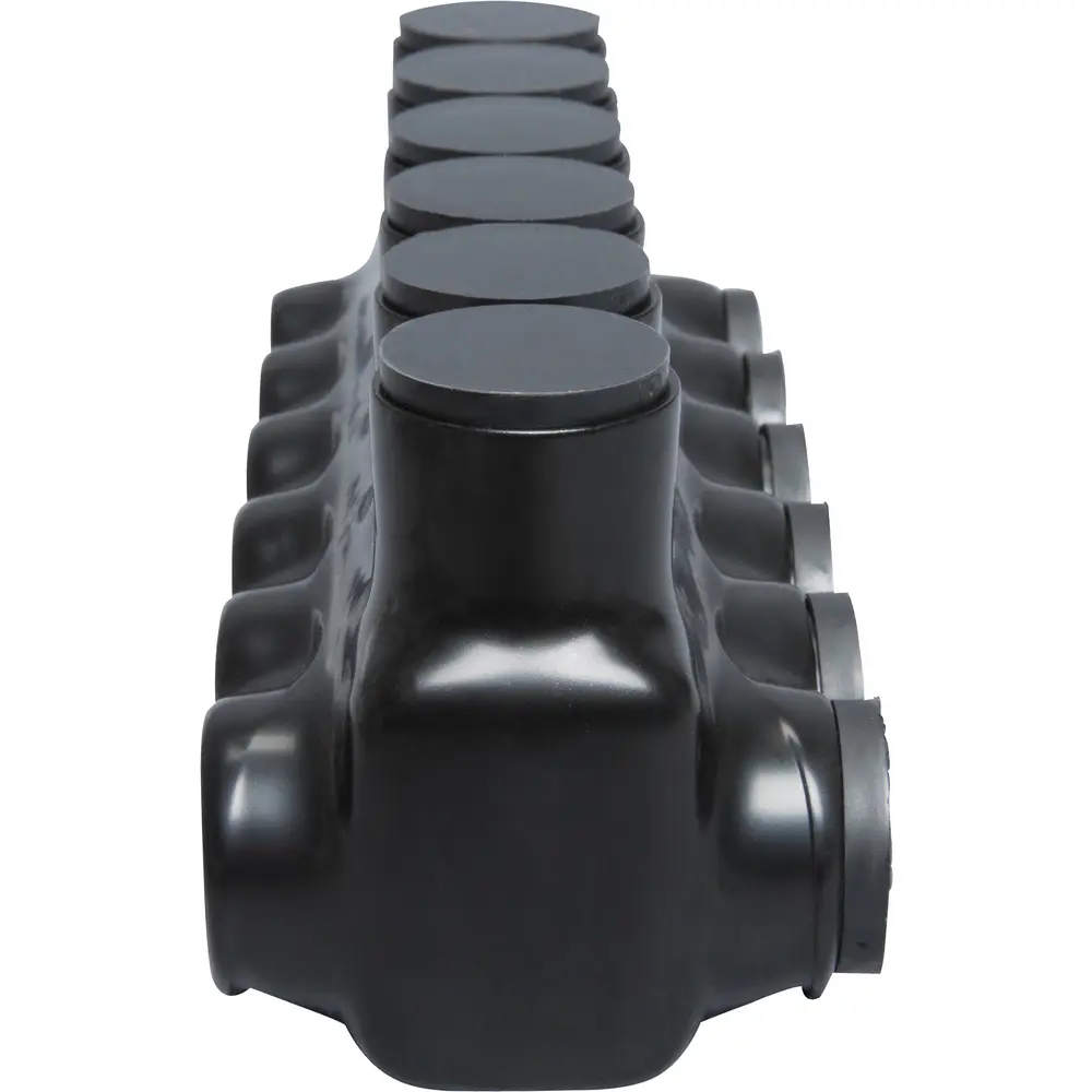 Polaris 6-Port Black Multi-Tap Pre-Insulated Connector, 10 AWG to