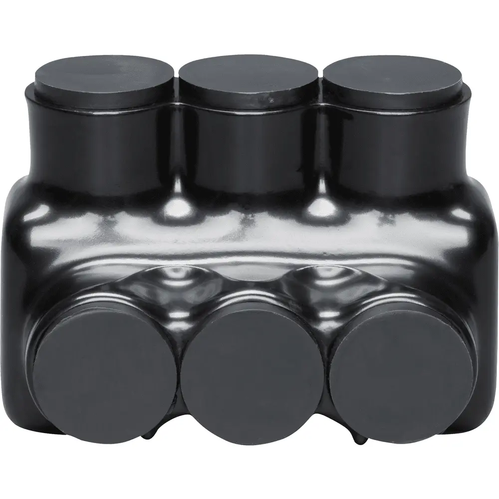3-Port Black Multi-Tap Pre-Insulated Connector, 4 AWG to 500 MCM
