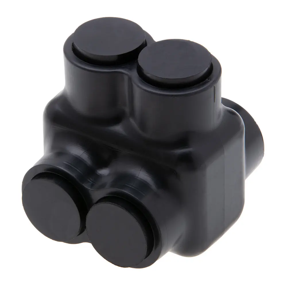 Polaris 2-Port Black Multi-Tap Pre-Insulated Connector, 6 AWG to 1/0