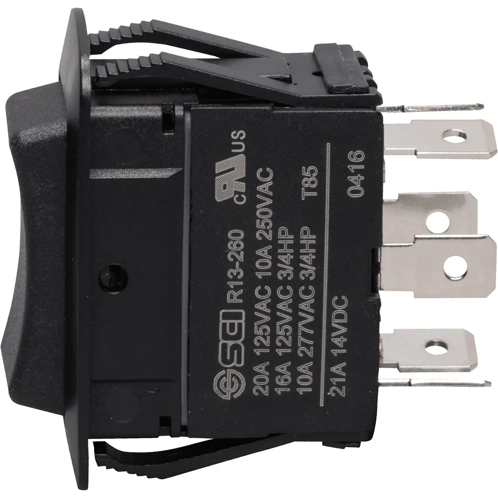 10 A 250 VAC 15 A 125 VAC Rocker Switch Momentary On-Off-On, SPST