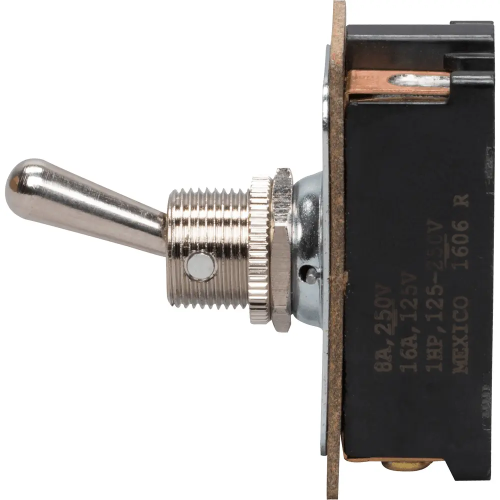 Toggle Switch, SPST, 16A, 125VAC, Bat Handle, Maintained, Screw